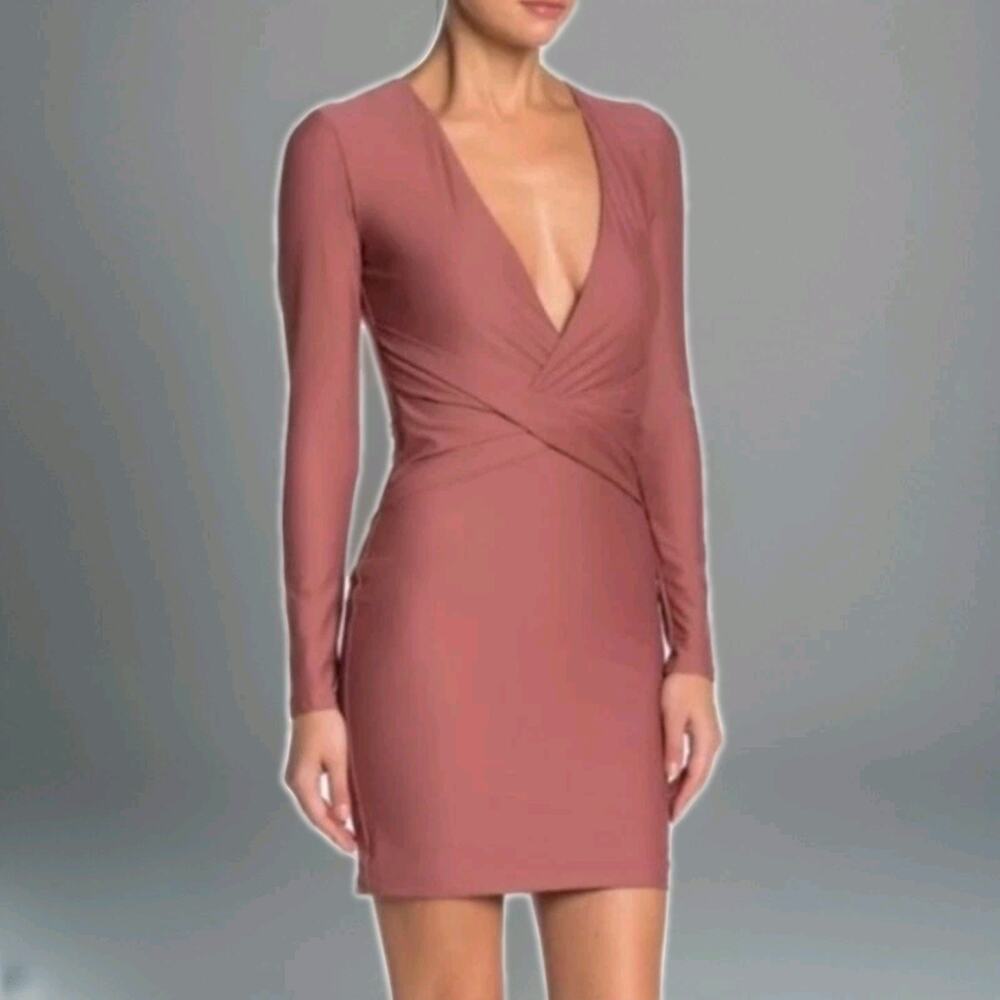 TIGER MIST Bodycon Minidress Long Sleeve dress size M Dusty Pink